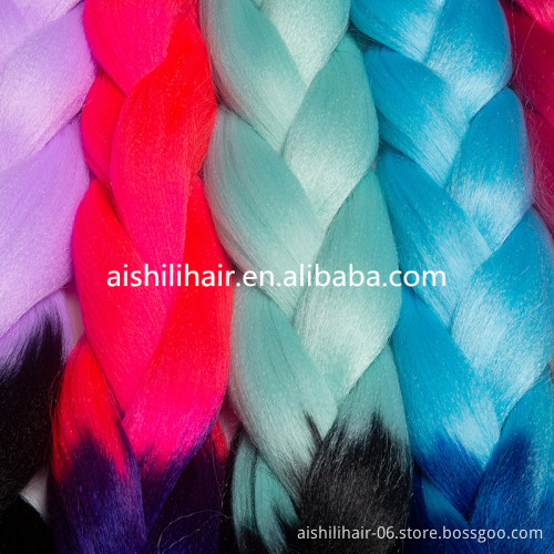 Aishili wholesale 64inches 165g extensions pre stretched synthetic Expression ombre jumbo crochet braiding hair